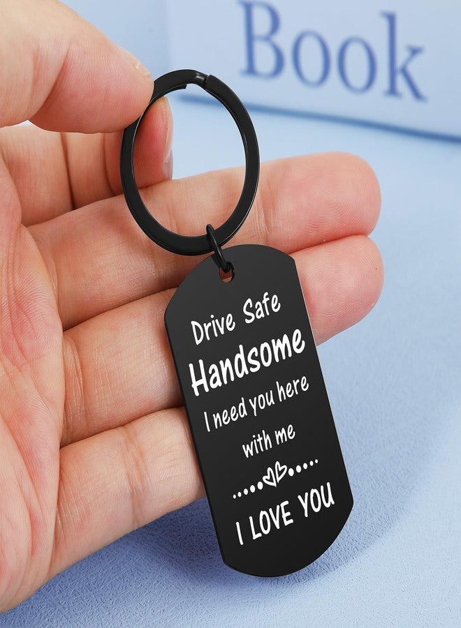 Keniot Valentines Day Gifts for Men Boyfriend Him Husband, Drive Safe Handsome I Love You Keychain for Birthday Christmas Fathers Day - Image 4